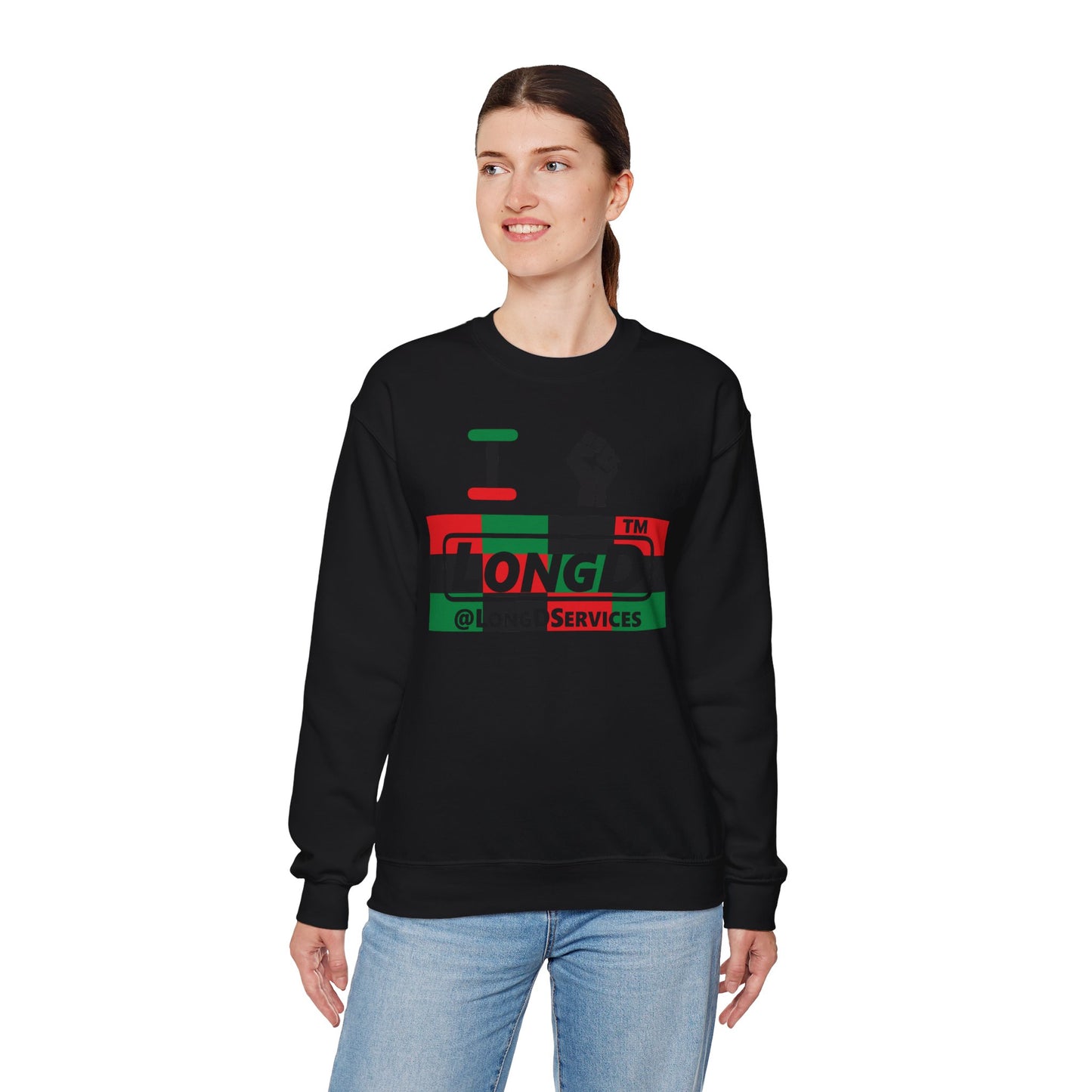I fist LongD negative 3x4 tag logo crewneck sweatshirt