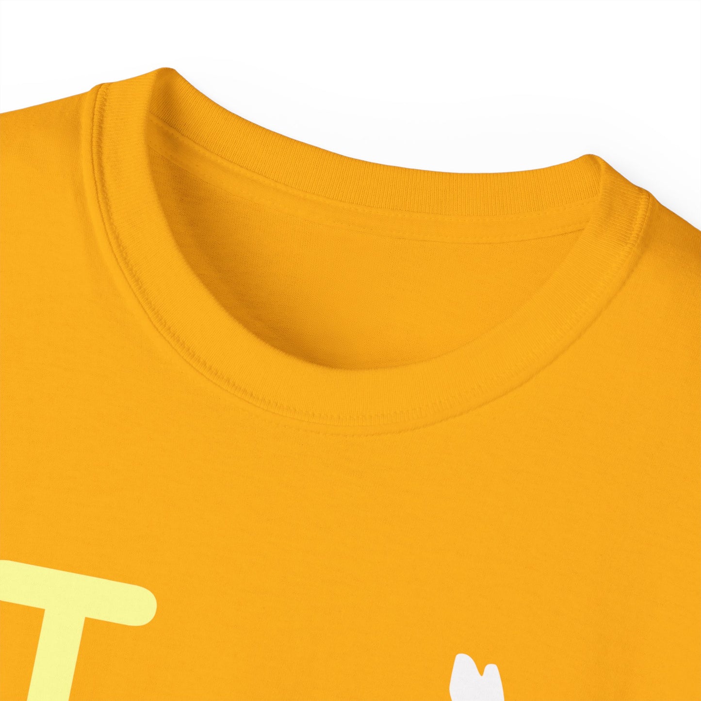 I Bunny LongD® Logo Cotton Tee Easter pastel yellow text (white Easter Bunny)