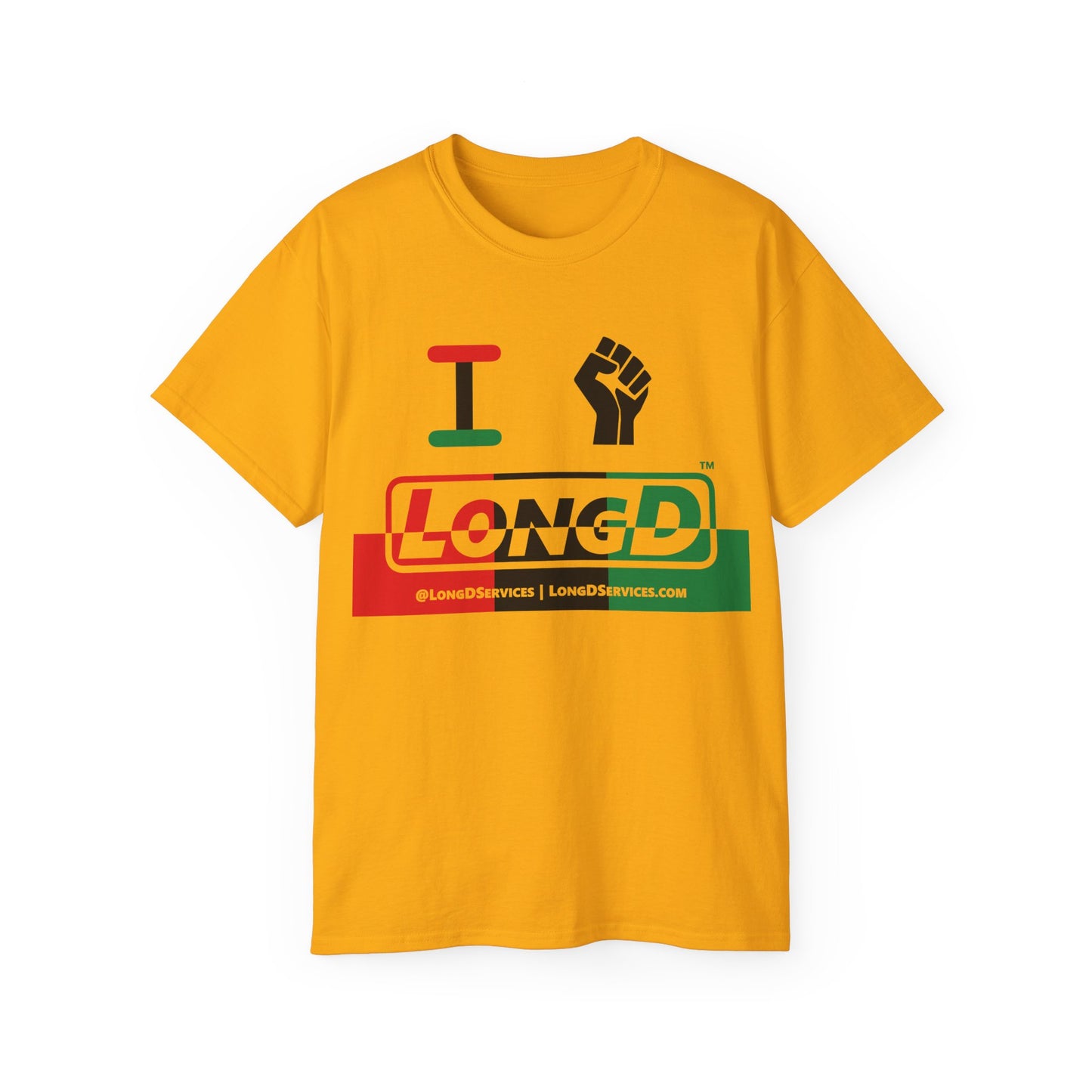 I Fist LongD® Logo Cotton Tee Juneteenth black fist positive top negative bottom text