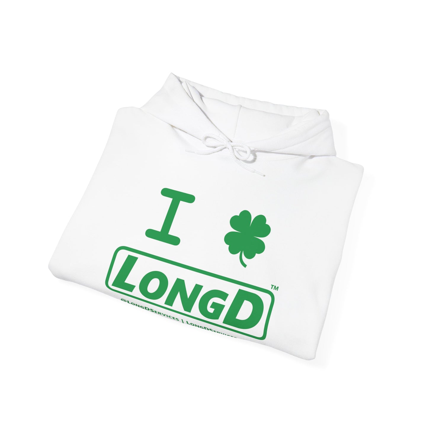 I Clover LongD® Logo Hoodie (St. Patrick's Day green text)