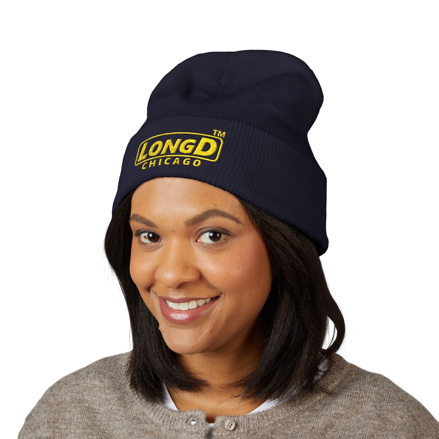 Embroidered Classic Cuffed Beanie Reverse Basic Chicago Logo