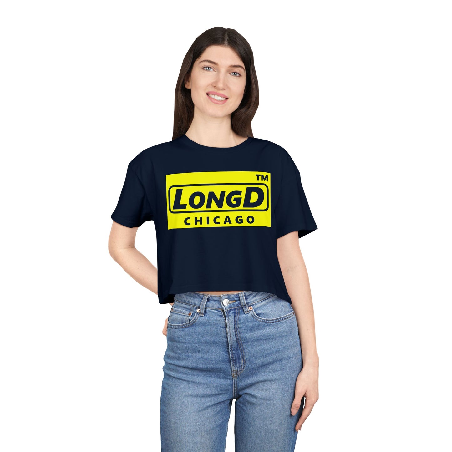 LongD Logo (Chicago negative alternate) Women's Crop Tee