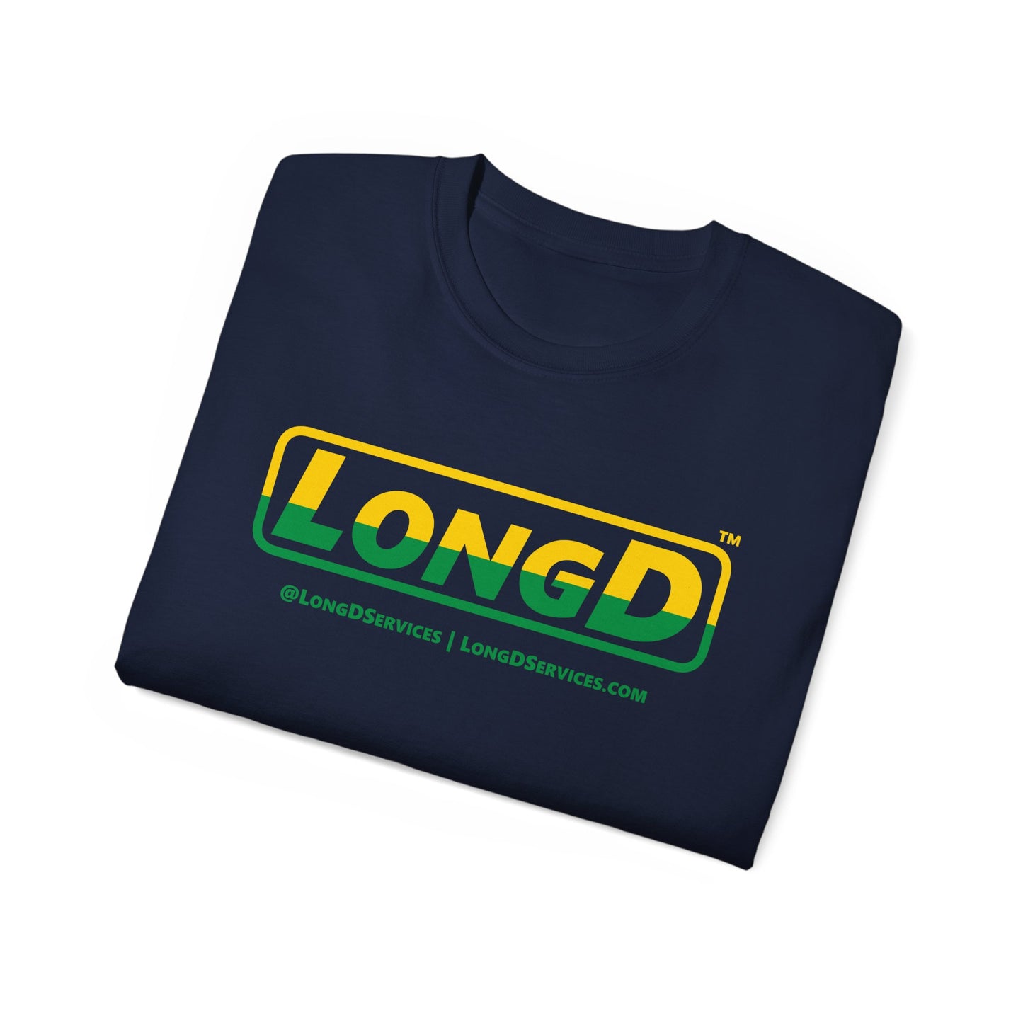 LongD® Logo Cotton Tee (St. Patrick's Day -Irish Green and Golden Yellow top-bottom split)