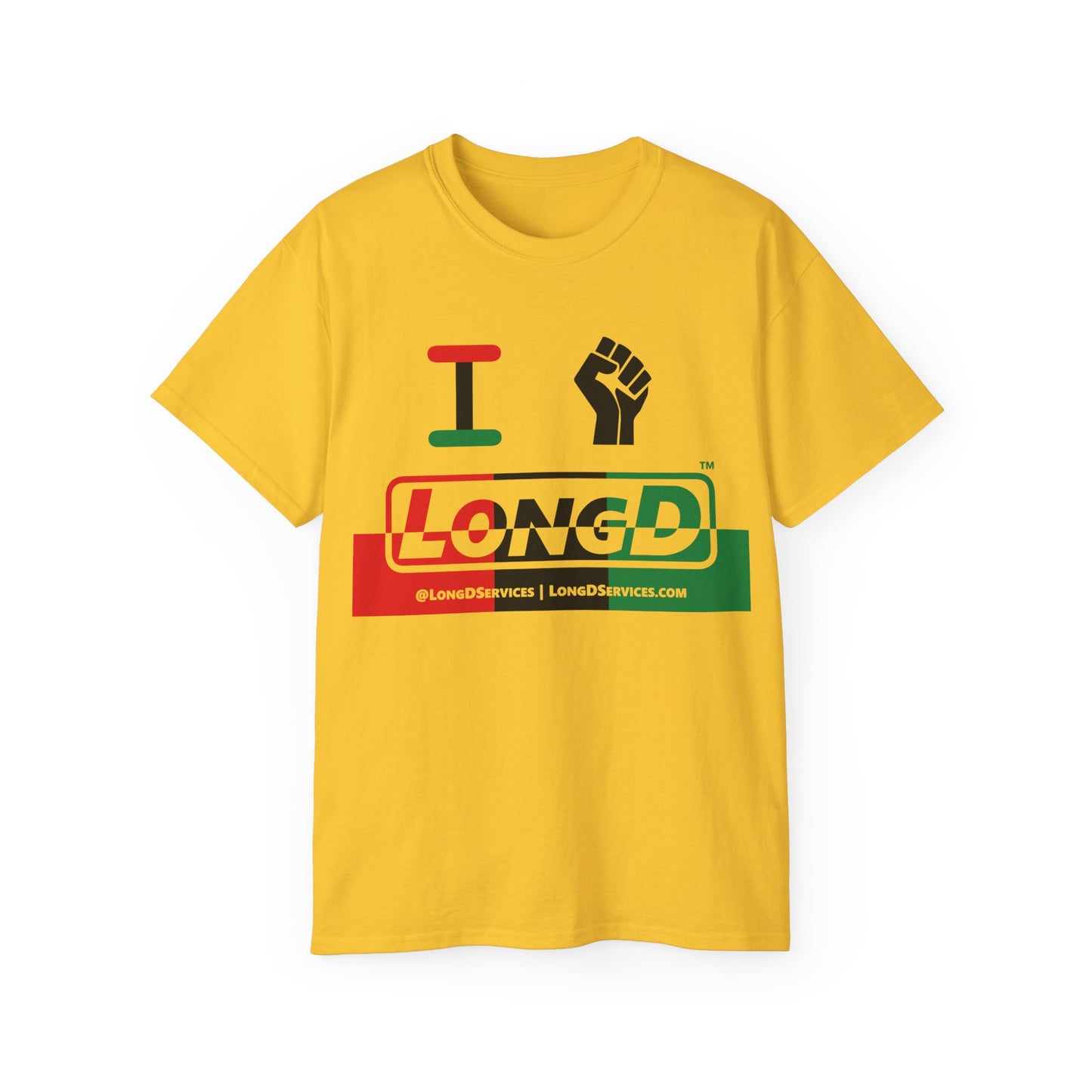 I Fist LongD® Logo Cotton Tee Juneteenth black fist positive top negative bottom text
