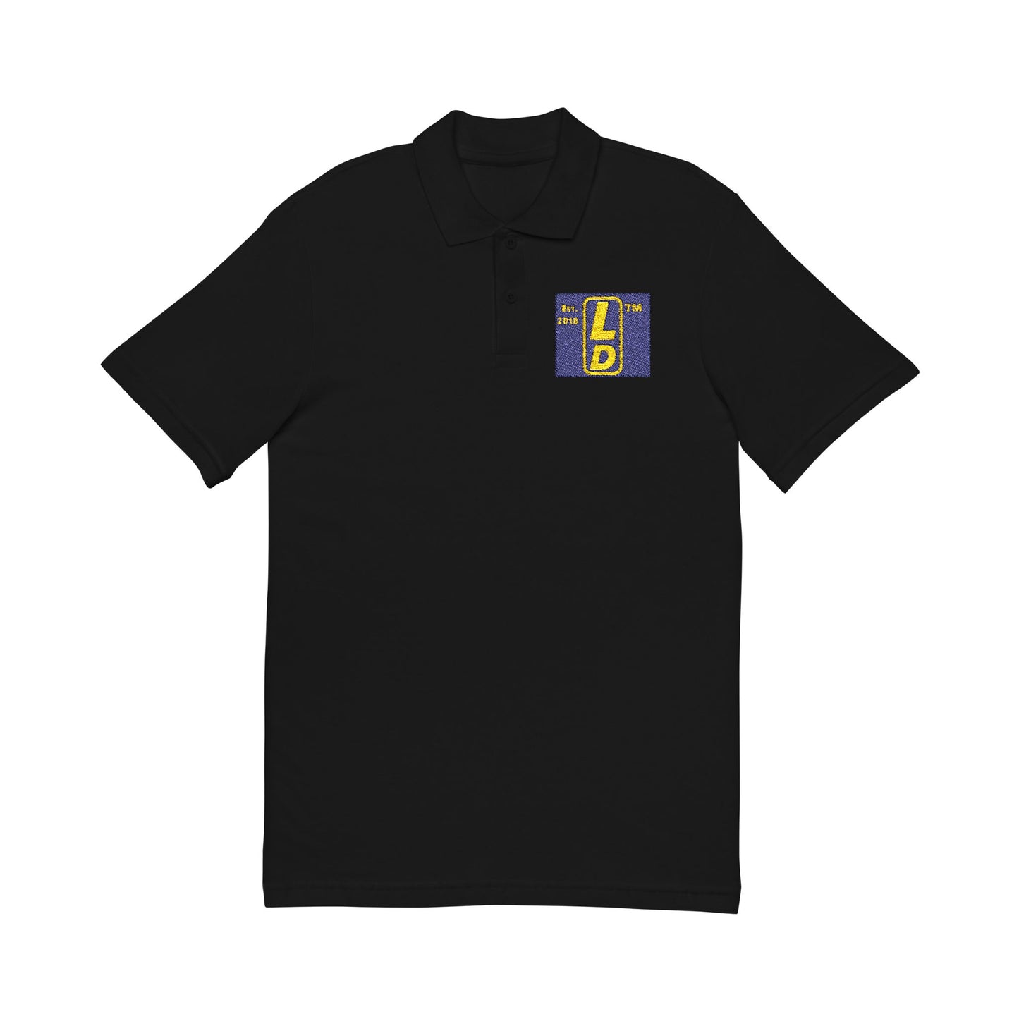 Embroidered LongD reverse official logo upright initials polo shirt