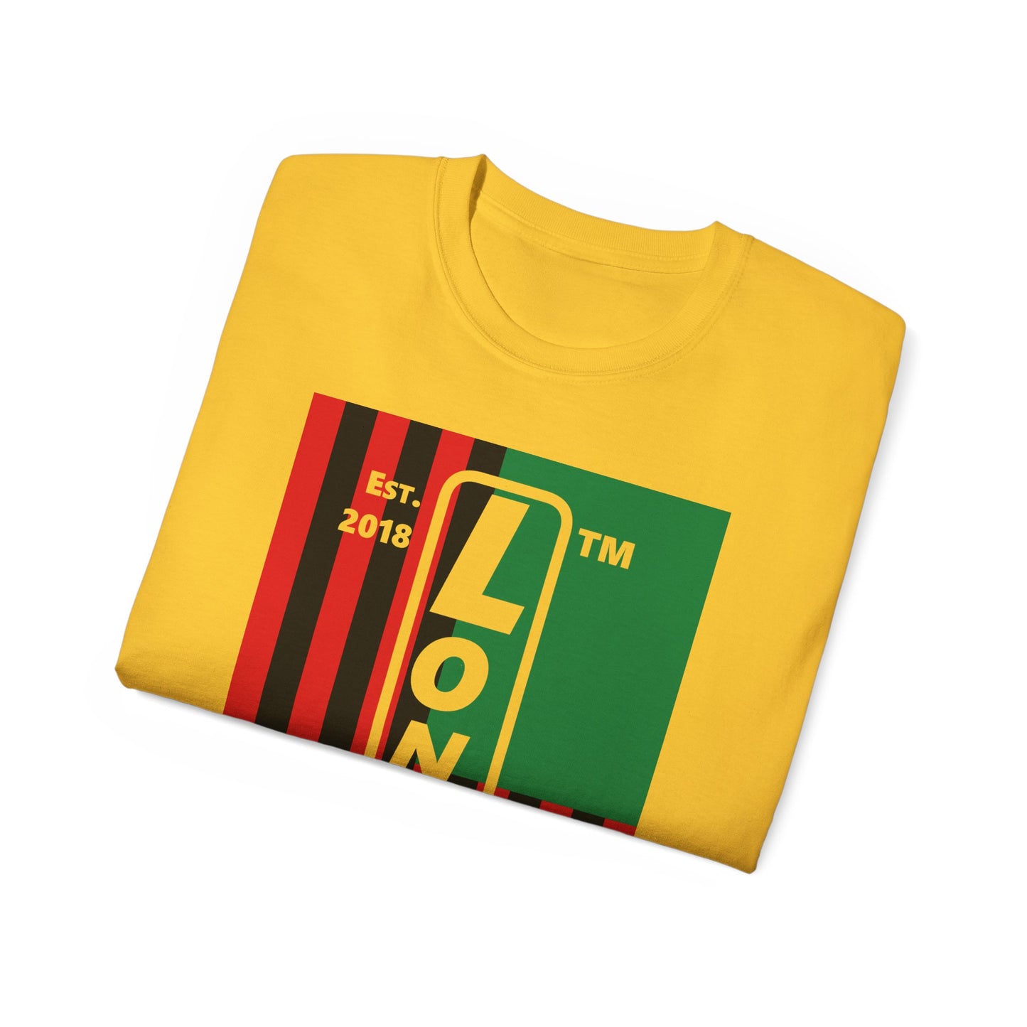 LongD Cotton Tee negative flag Chicago upright logo (Juneteenth colors)