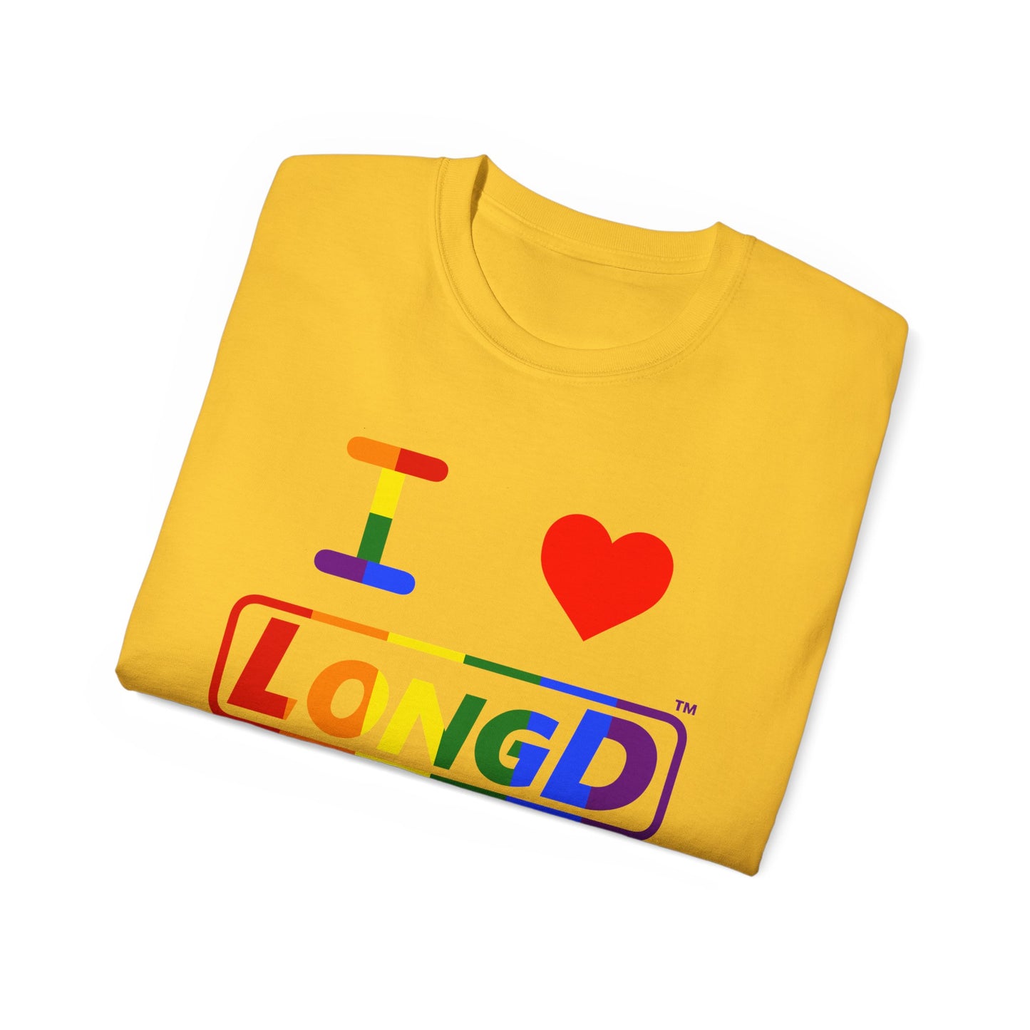 I Luv LongD® Logo Cotton Tee Pride rainbow positive text