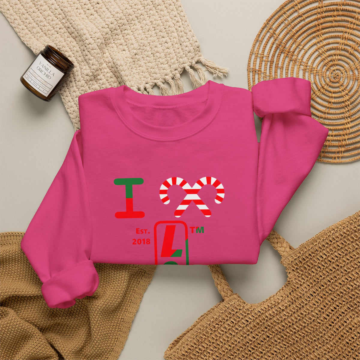 I candy cane LongD Hyde Park positive upright pixel-weighted 4-striped logo crewneck sweatshirt