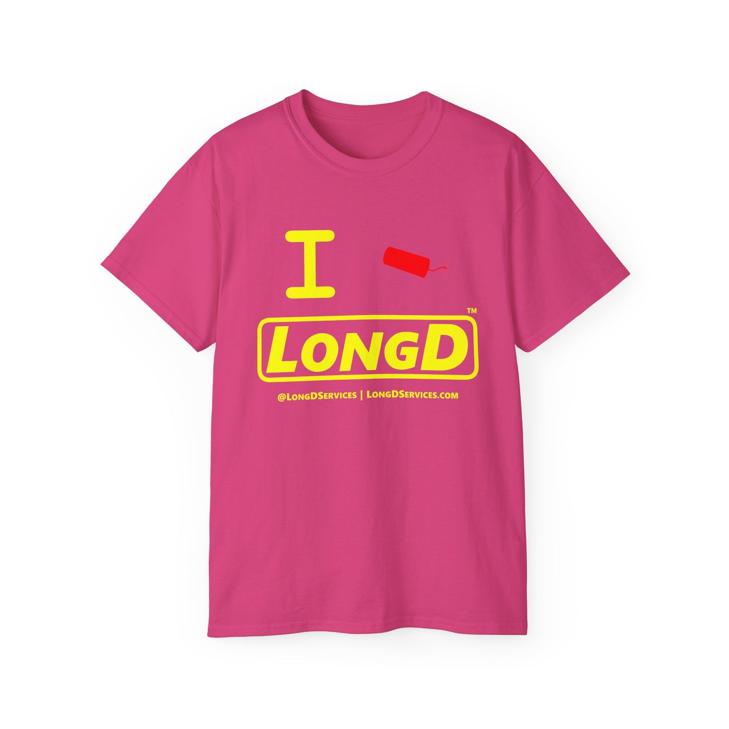 I Firecracker LongD® Reverse Logo Cotton Tee Red firecracker (no blue or white)