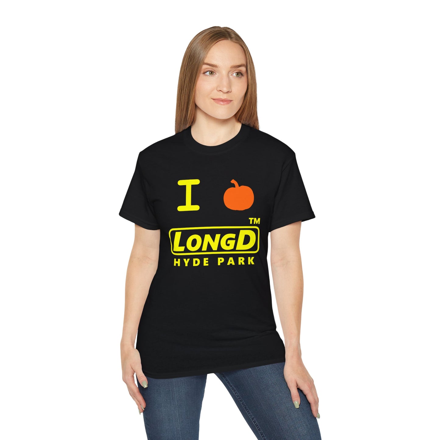 I Pumpkin LongD® Logo Cotton Tee positive yellow basic Hyde Park logo