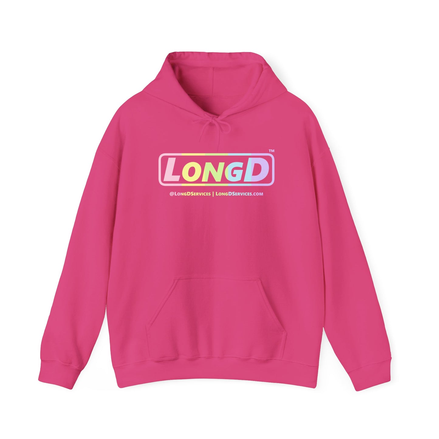 LongD® Logo Hoodie pastel spectrum text coloration