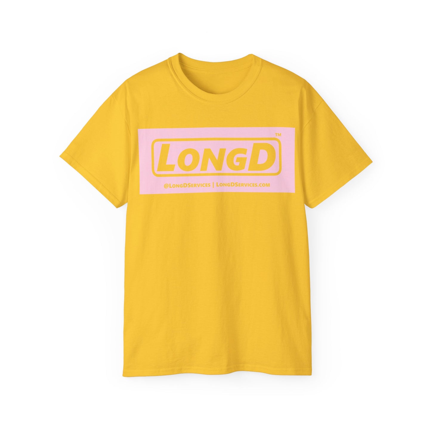 LongD® Logo Cotton Tee (Easter pastel pink negative text)