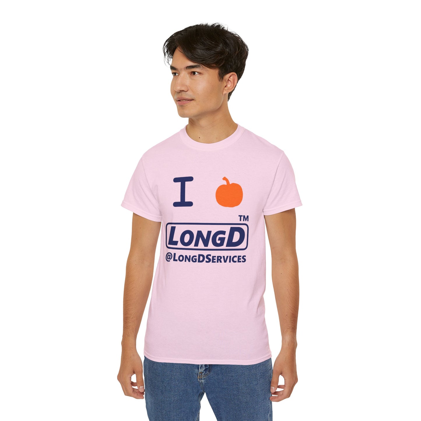 I Pumpkin LongD® Logo Cotton Tee positive blue basic tag logo