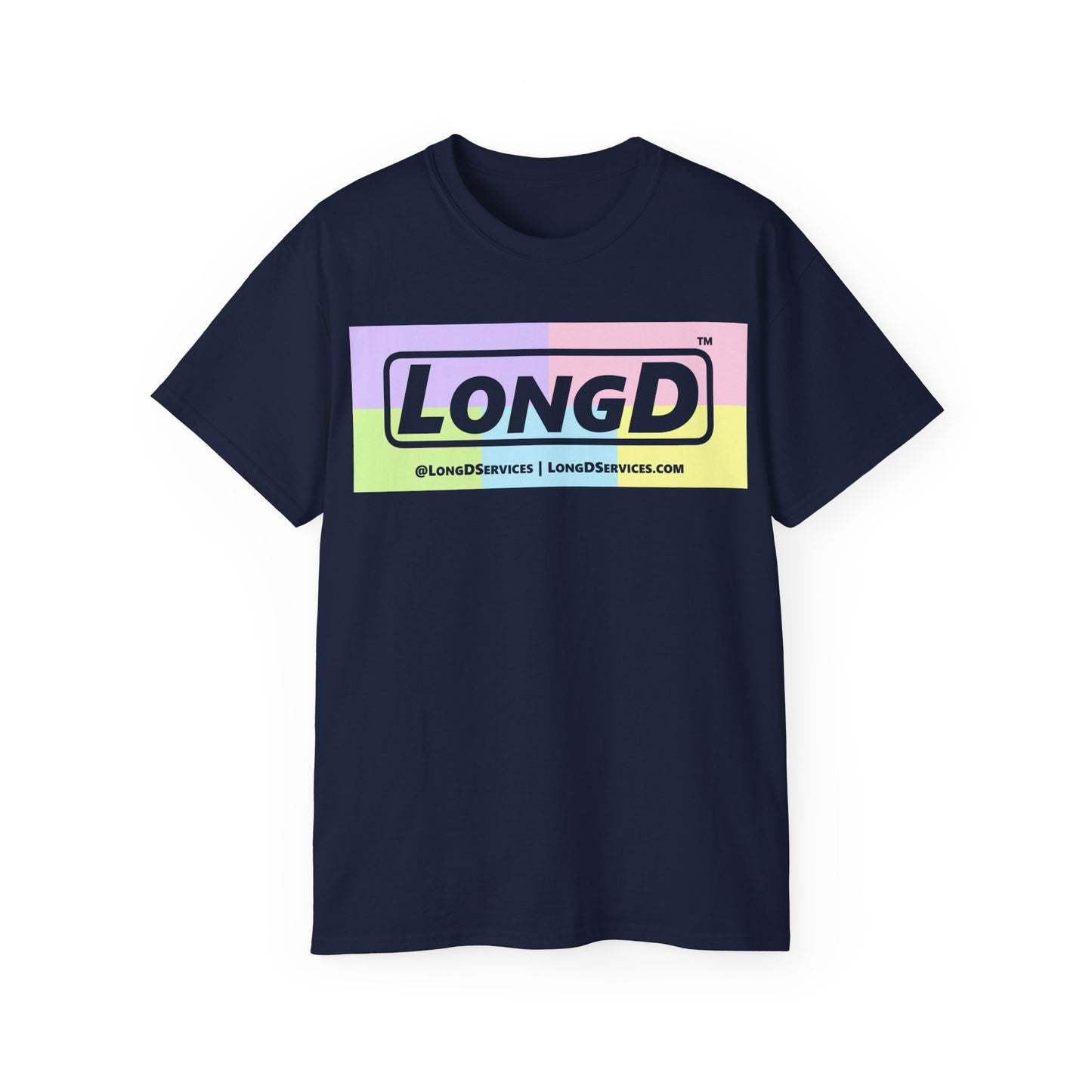 LongD® Logo Cotton Tee (Easter pastel variety in negative text)