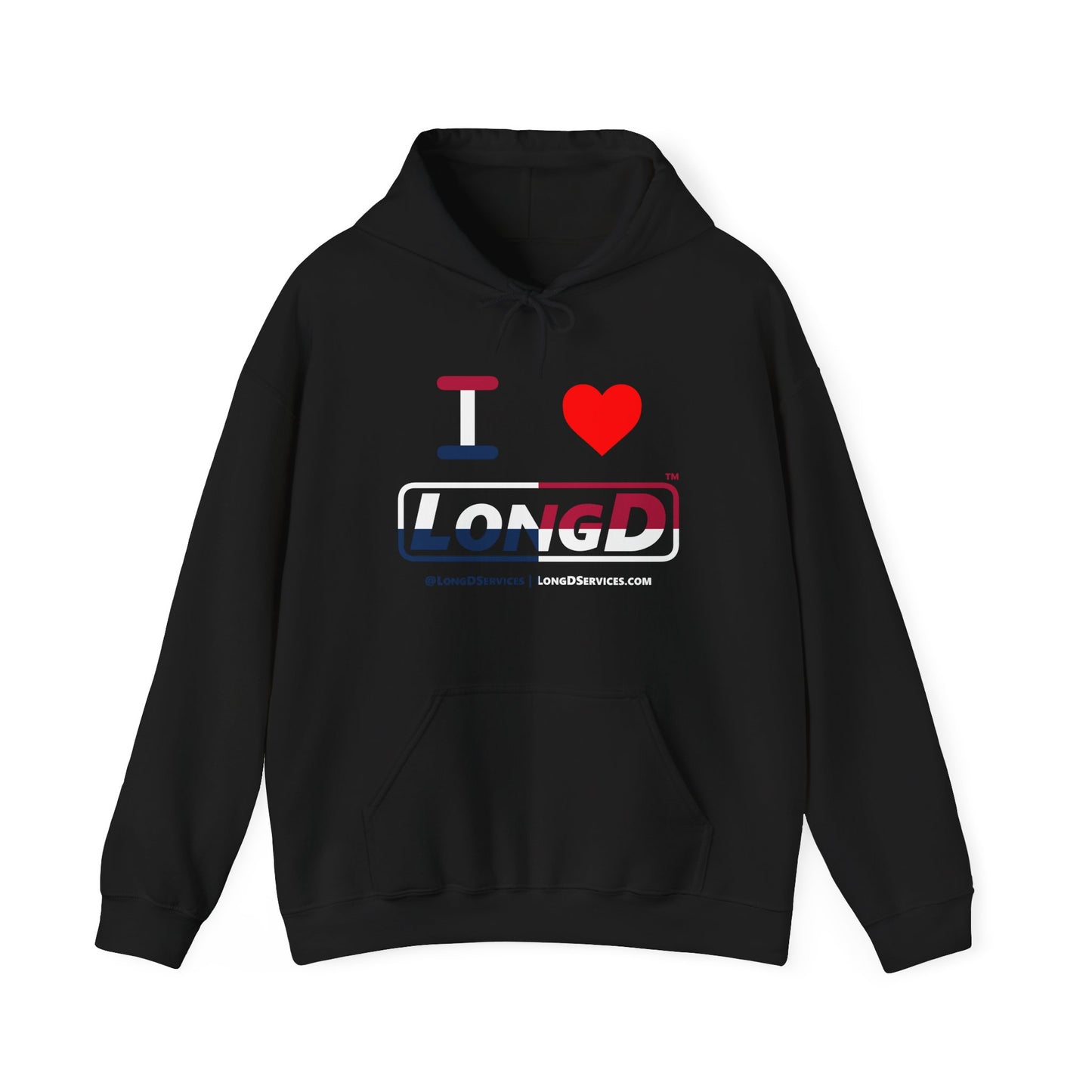 I Luv LongD® Logo Hoodie red, white and blue positive quarters
