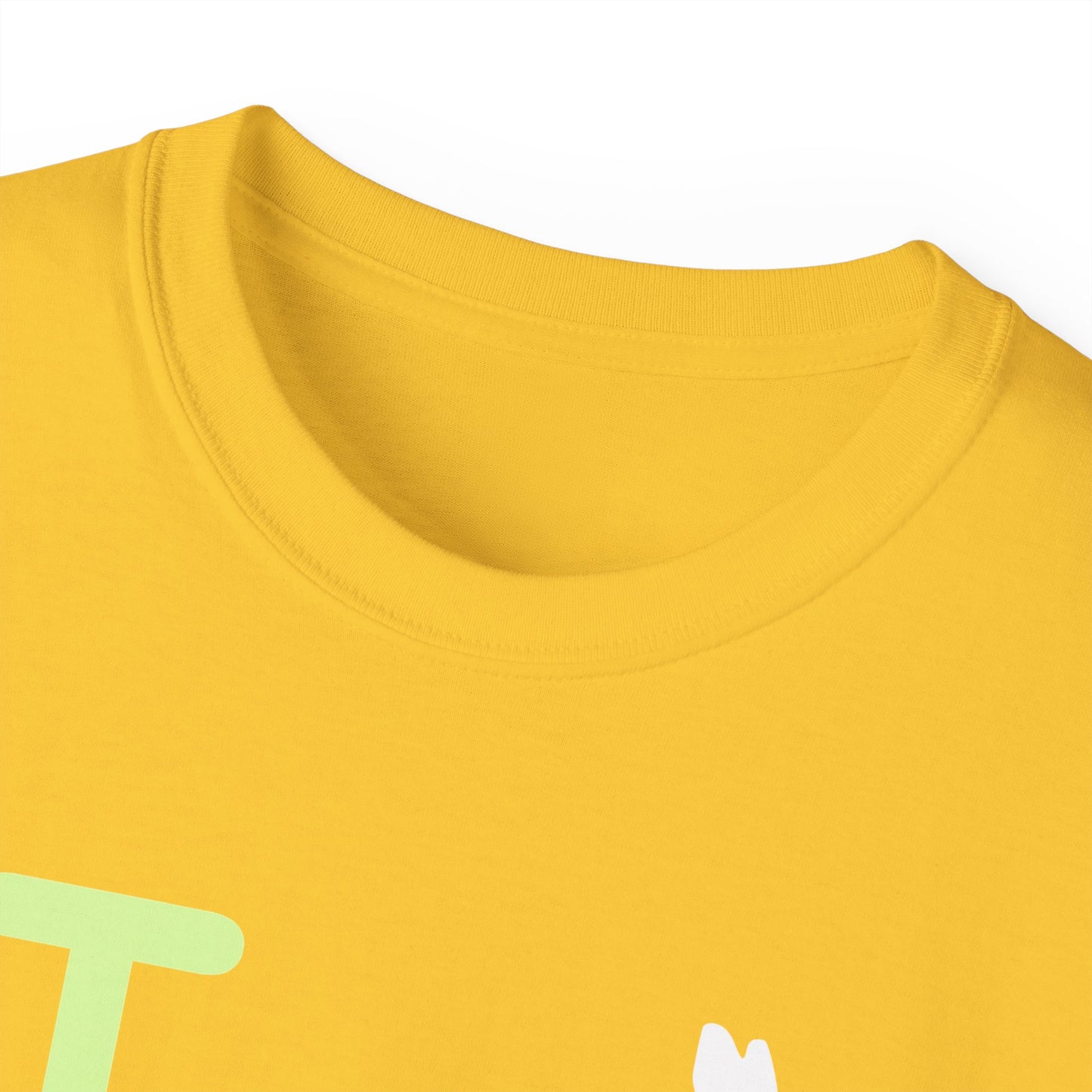 I Bunny LongD® Logo Cotton Tee Easter pastel green text (white Easter Bunny)