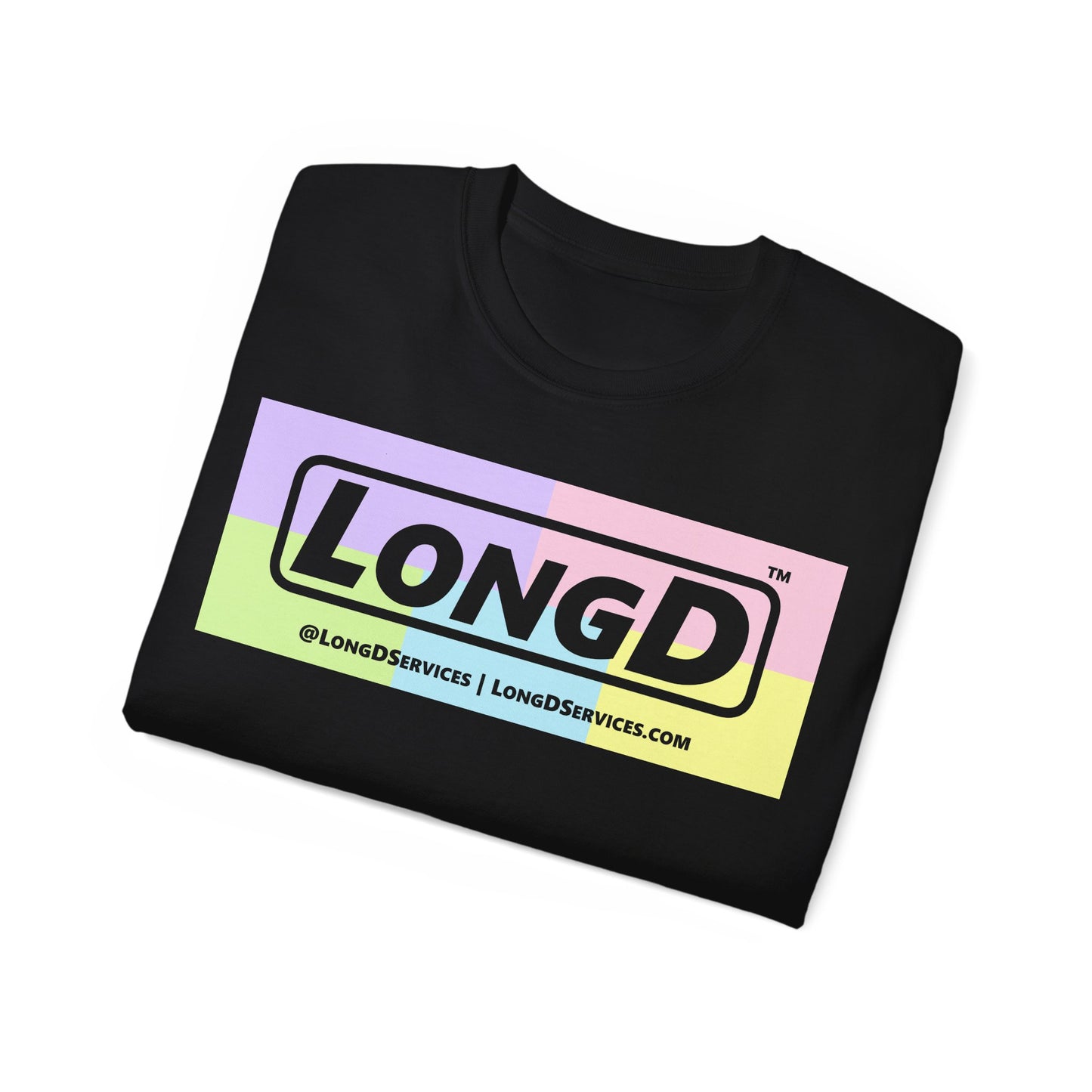 LongD® Logo Cotton Tee (Easter pastel variety in negative text)