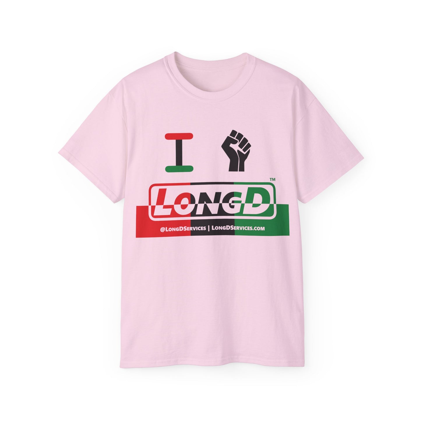 I Fist LongD® Logo Cotton Tee Juneteenth black fist positive top negative bottom text