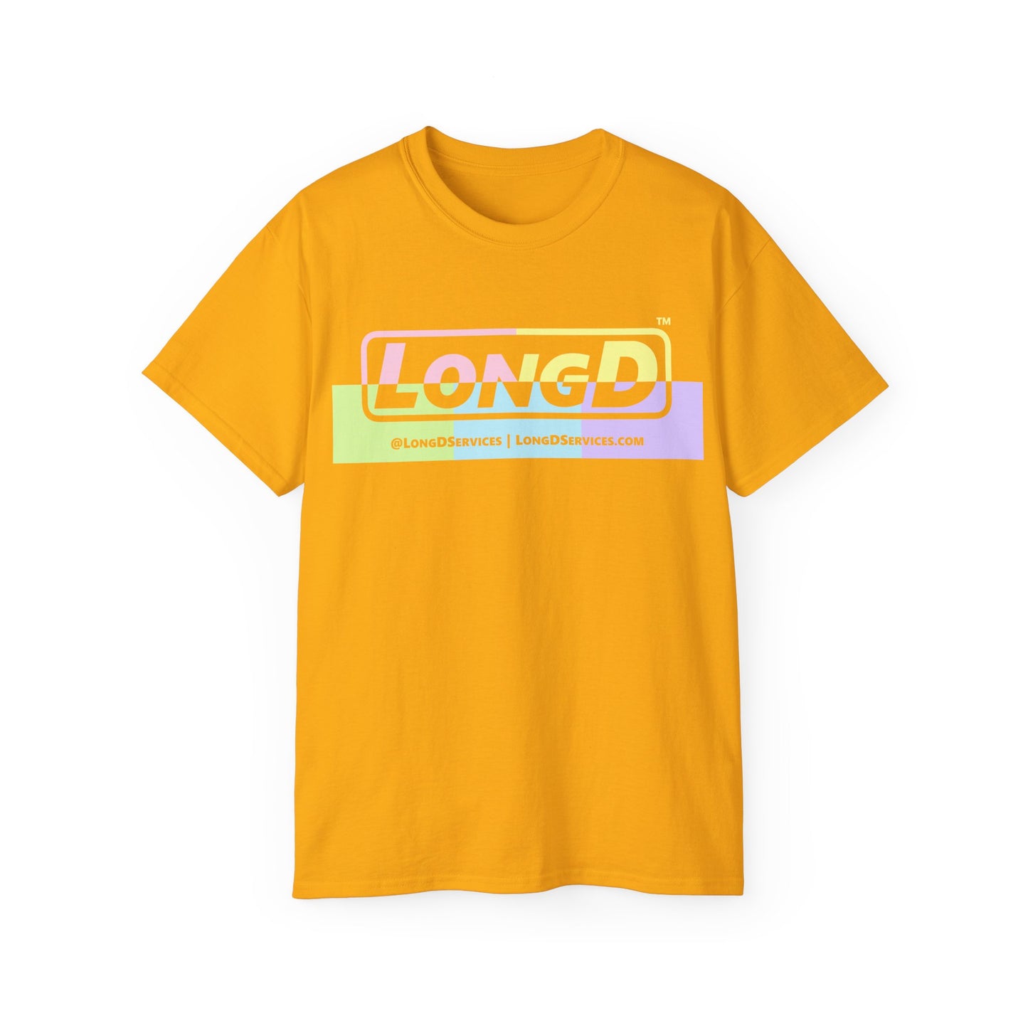 LongD® Logo Cotton Tee (Easter pastel variety in positive top text and negative bottom text)