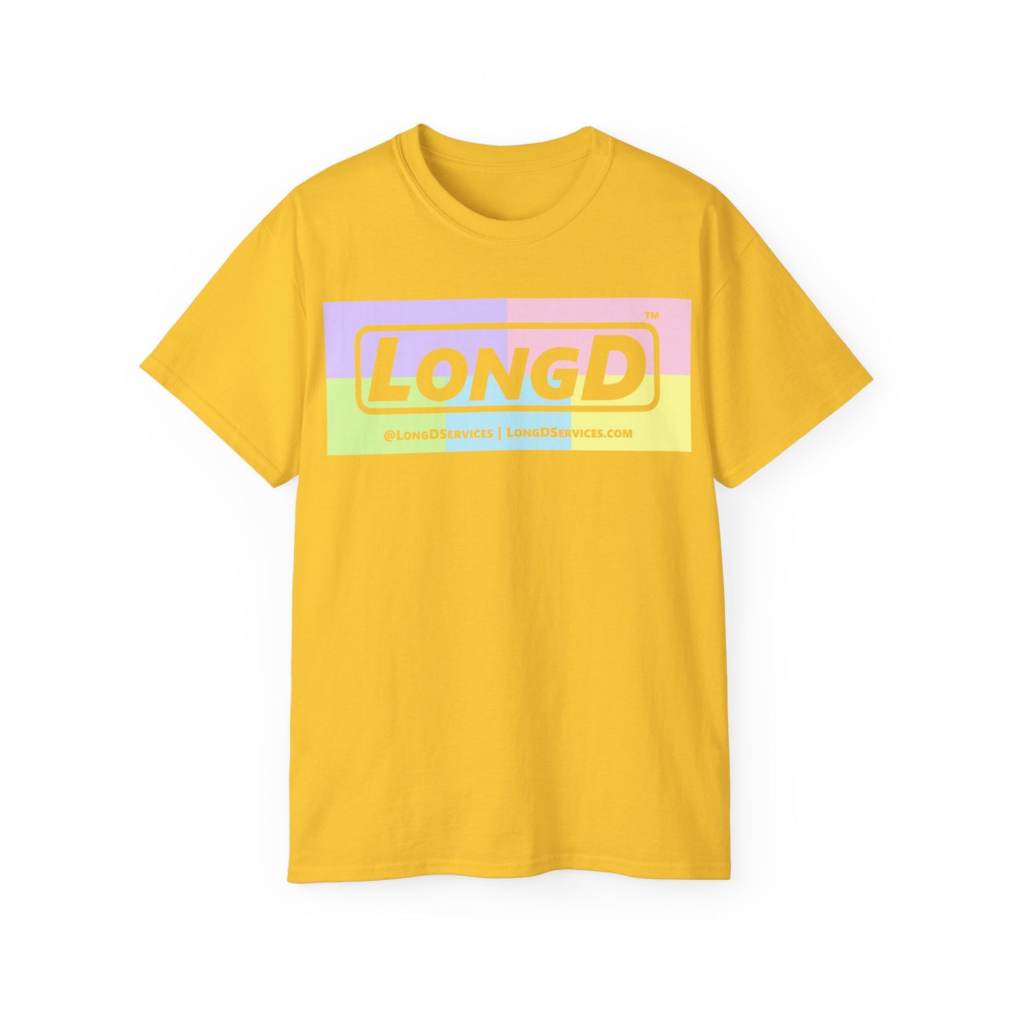 LongD® Logo Cotton Tee (Easter pastel variety in negative text)