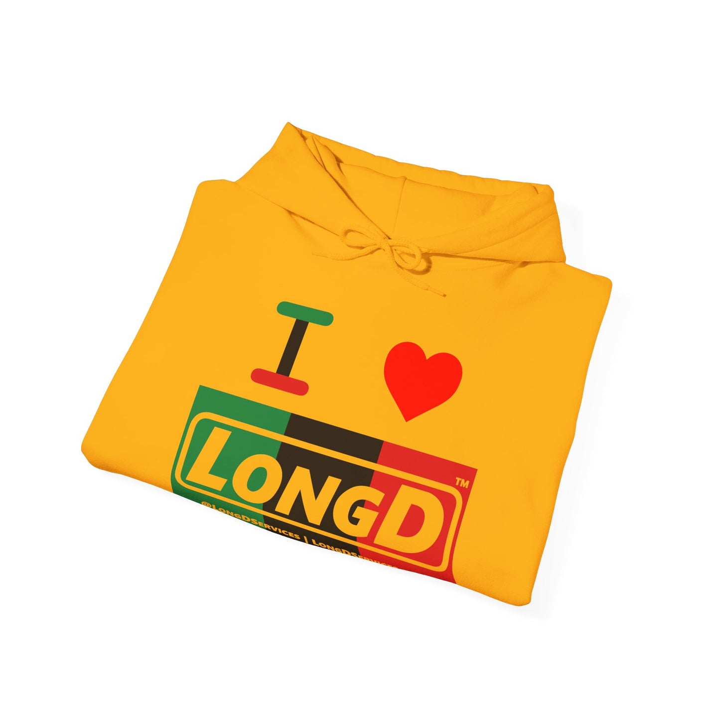 I Luv LongD® Logo Hoodie with Juneteenth negative thirds text