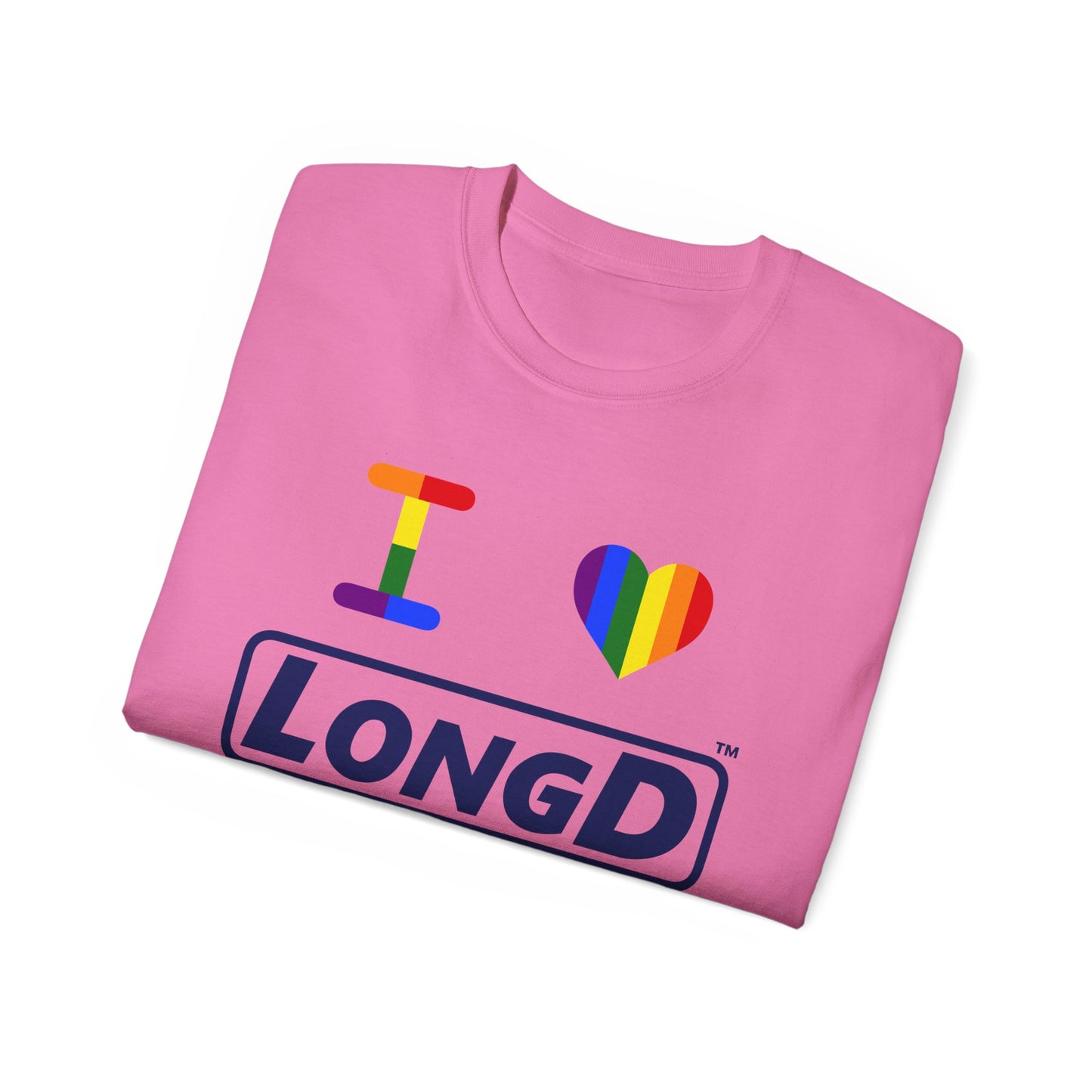 I Luv LongD® Official Logo Cotton Tee Pride rainbow heart and positive text logo