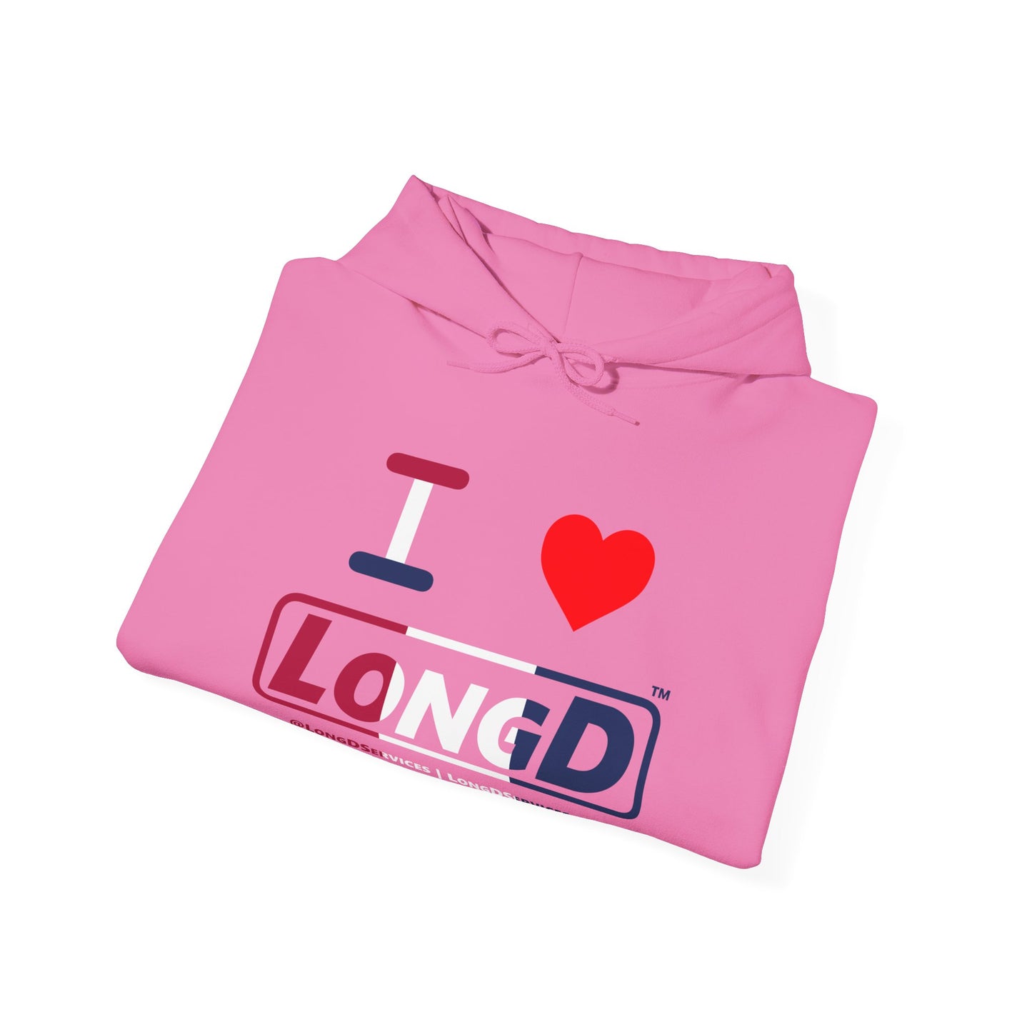 I Luv LongD® Logo Hoodie red, white and blue positive thirds