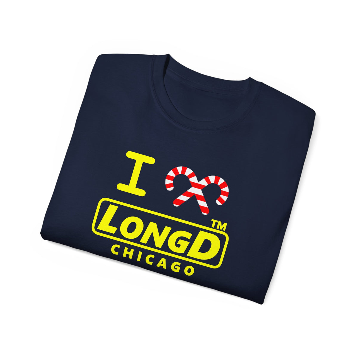 I candy cane LongD Chicago positive alternate basic yellow logo cotton tee