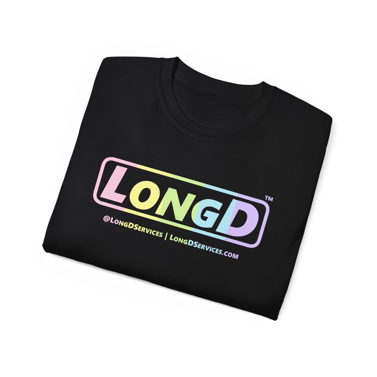 LongD® Logo Cotton Tee (Easter pastel spectrum in positive text)