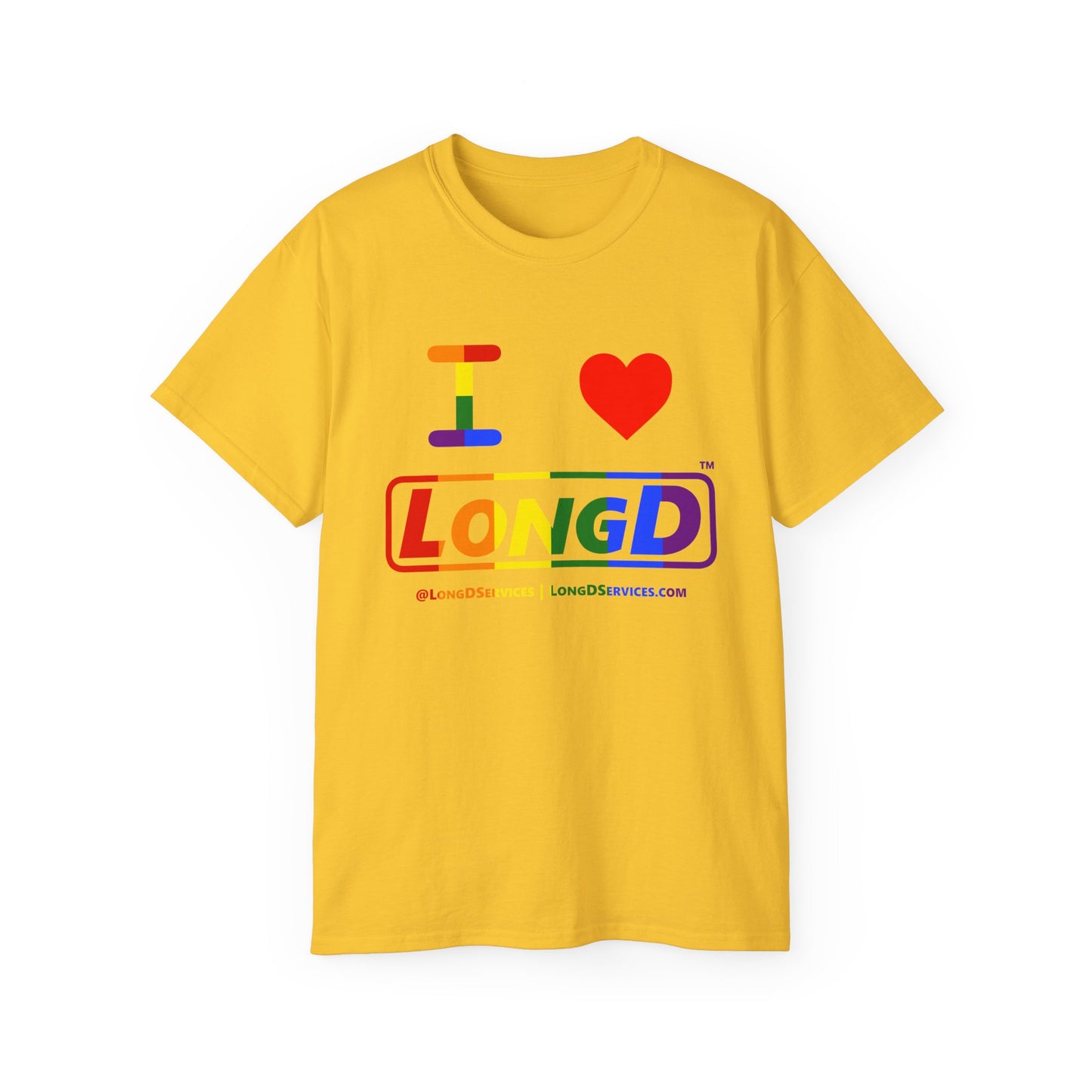 I Luv LongD® Logo Cotton Tee Pride rainbow positive text