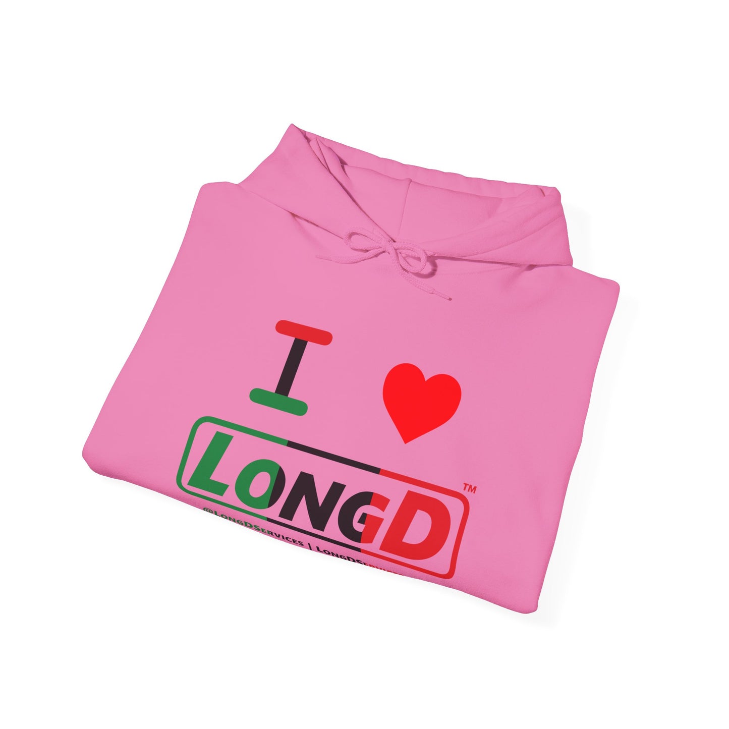 I Luv LongD® Logo Hoodie with Juneteenth positive thirds text