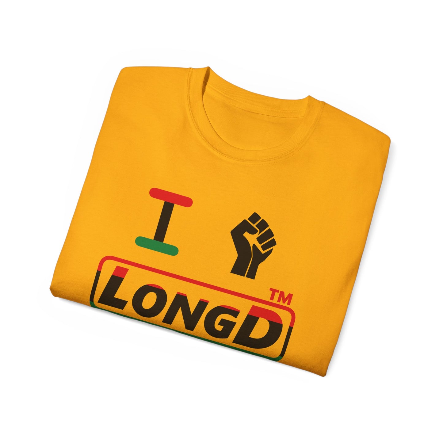 I fist LongD positive horizontal 3-striped tag logo cotton tee