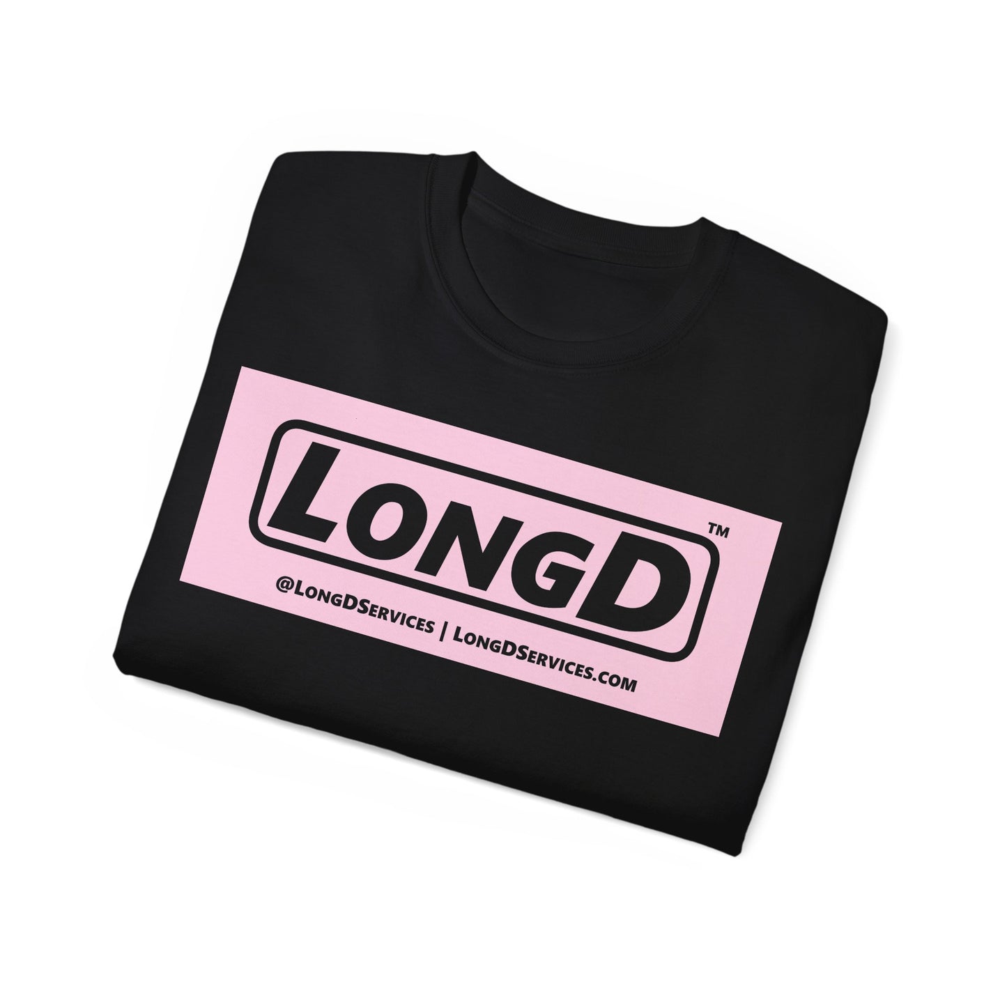 LongD® Logo Cotton Tee (Easter pastel pink negative text)