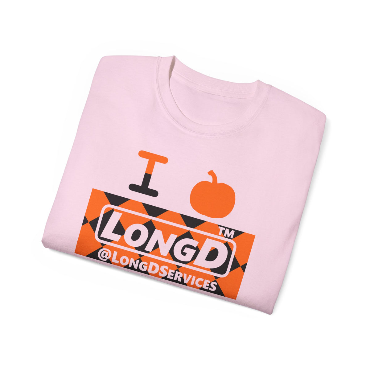 I pumpkin LongD Tag negative argyle logo cotton tee