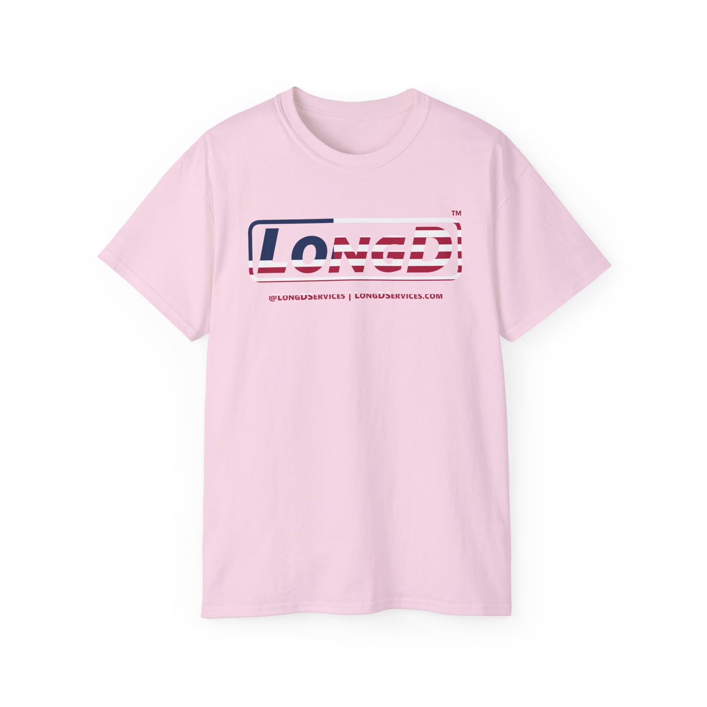 LongD® Logo Cotton Tee Red, White and Blue positive flag