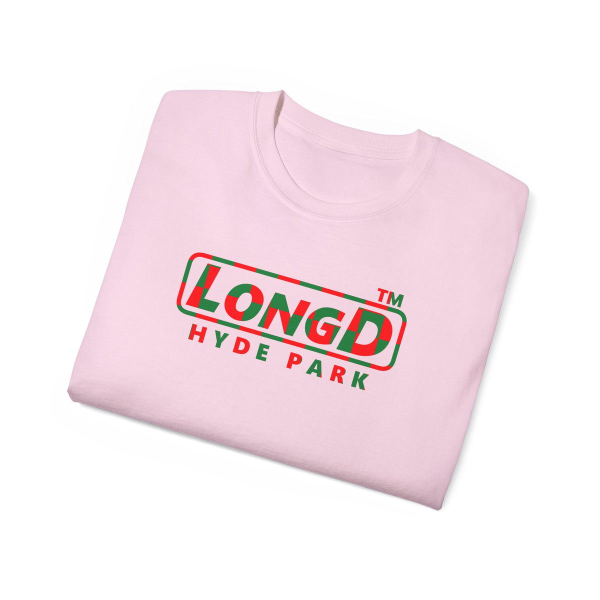 LongD Hyde Park positive checkered logo (Xmas colors) cotton tee