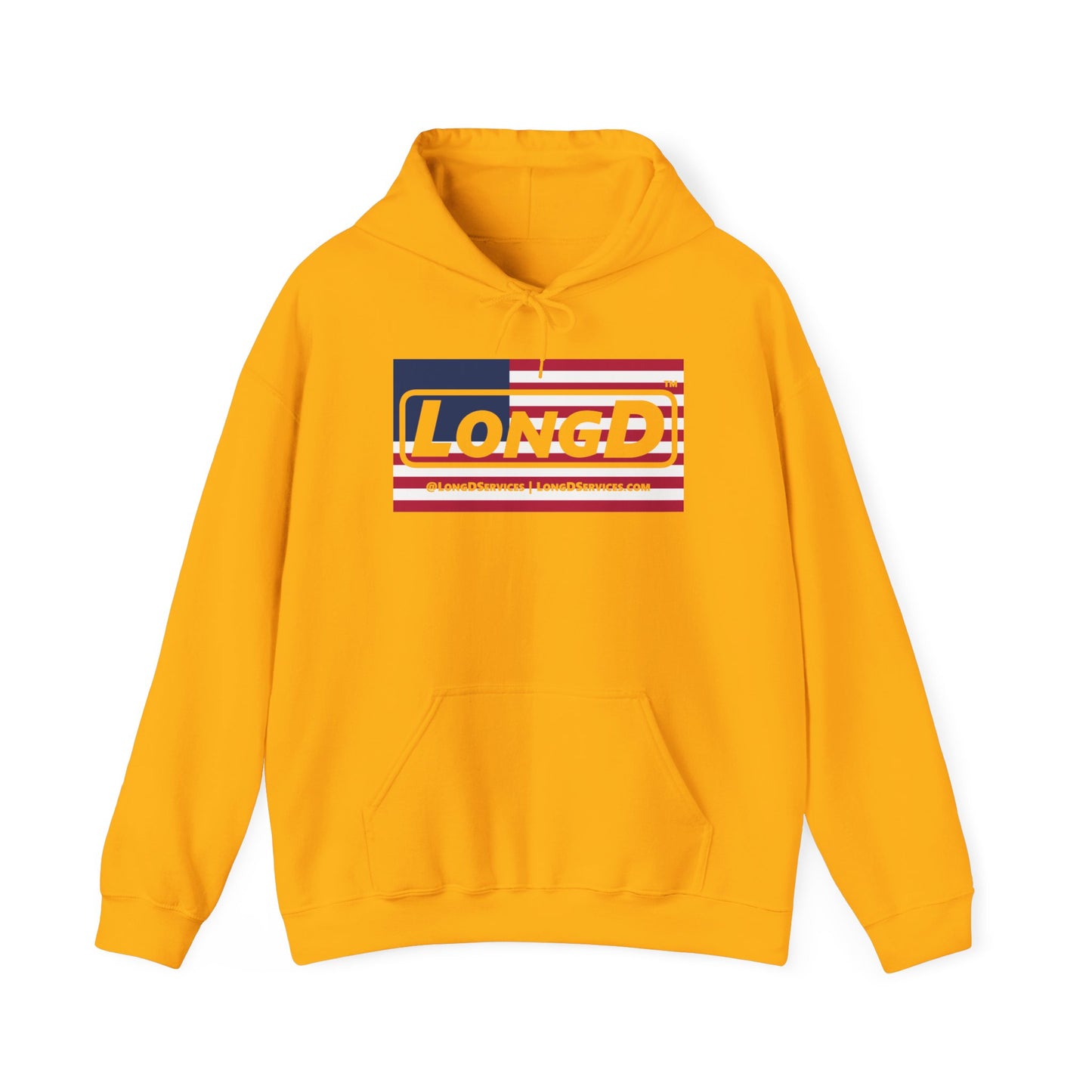 LongD® Logo Hoodie red, white and blue negative flag