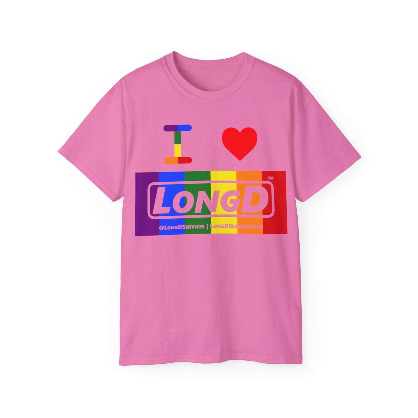 I Luv LongD® Logo Cotton Tee Pride rainbow negative text