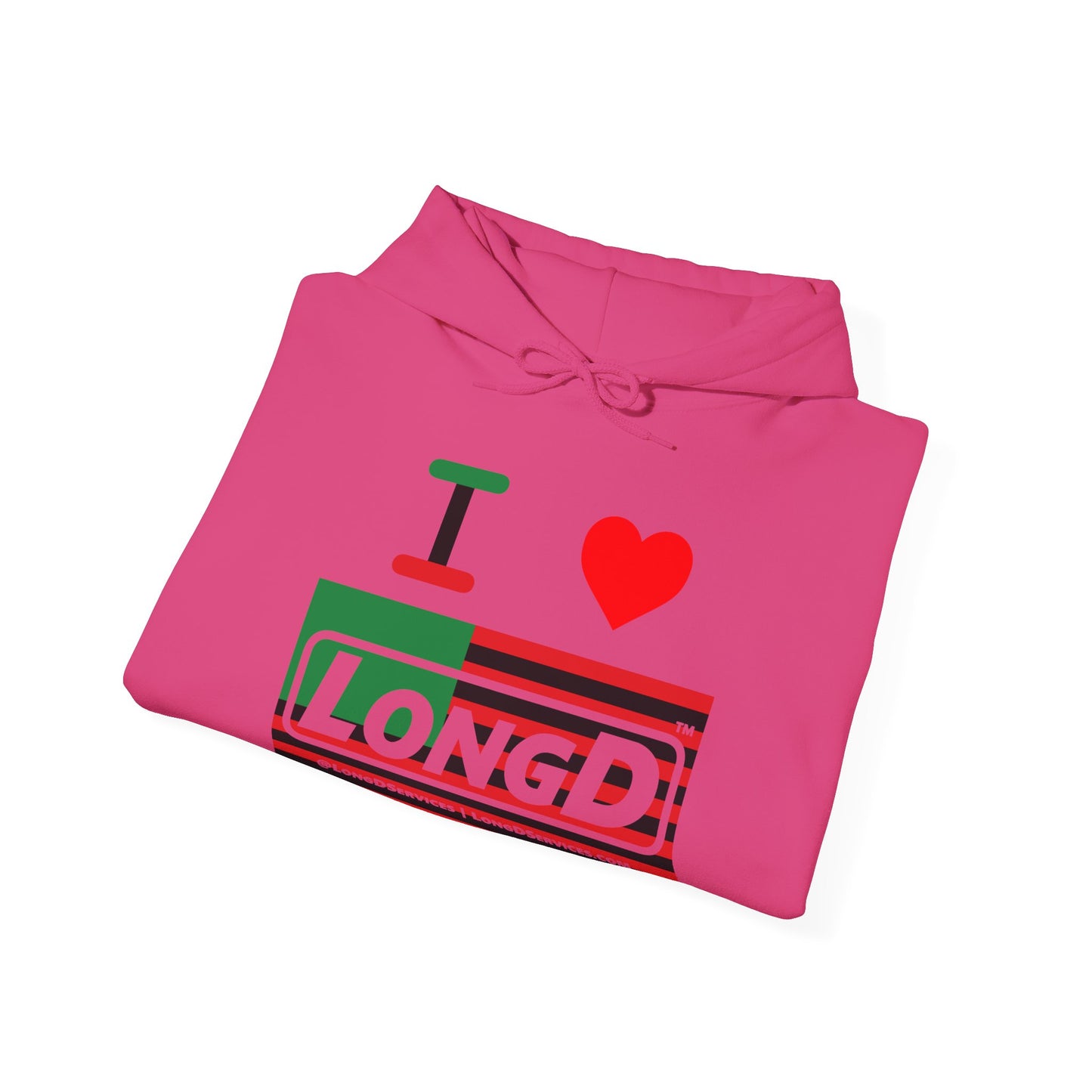 I Luv LongD® Logo Hoodie with Juneteenth negative flag