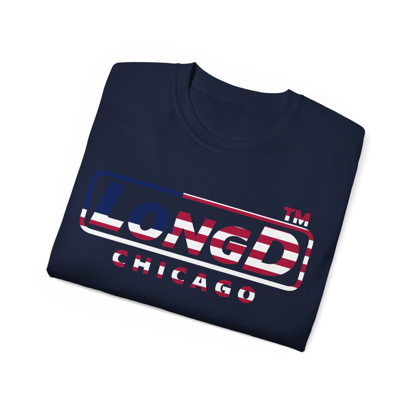 LongD positive flag Chicago logo cotton tee (patriotic colors)