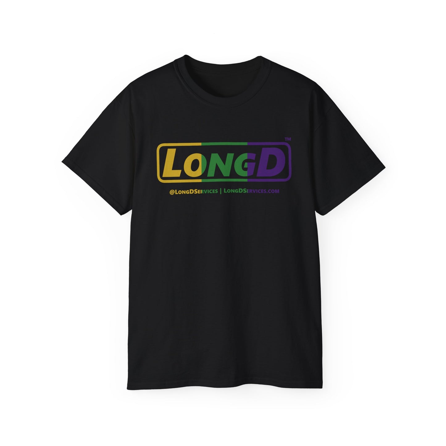 LongD® Logo Cotton Tee (Mardi Gras colored text)