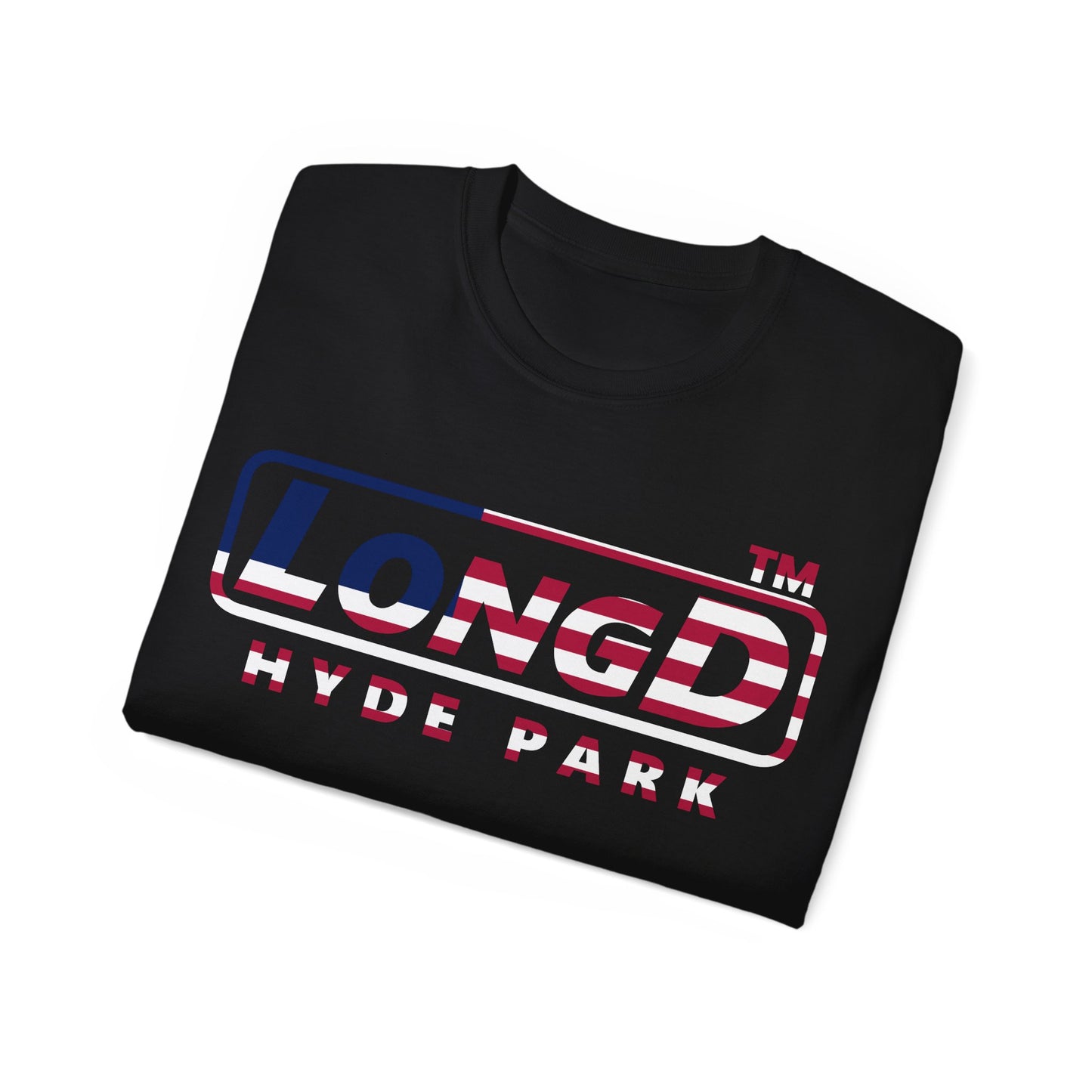 LongD positive flag Hyde Park logo cotton tee (patriotic colors)