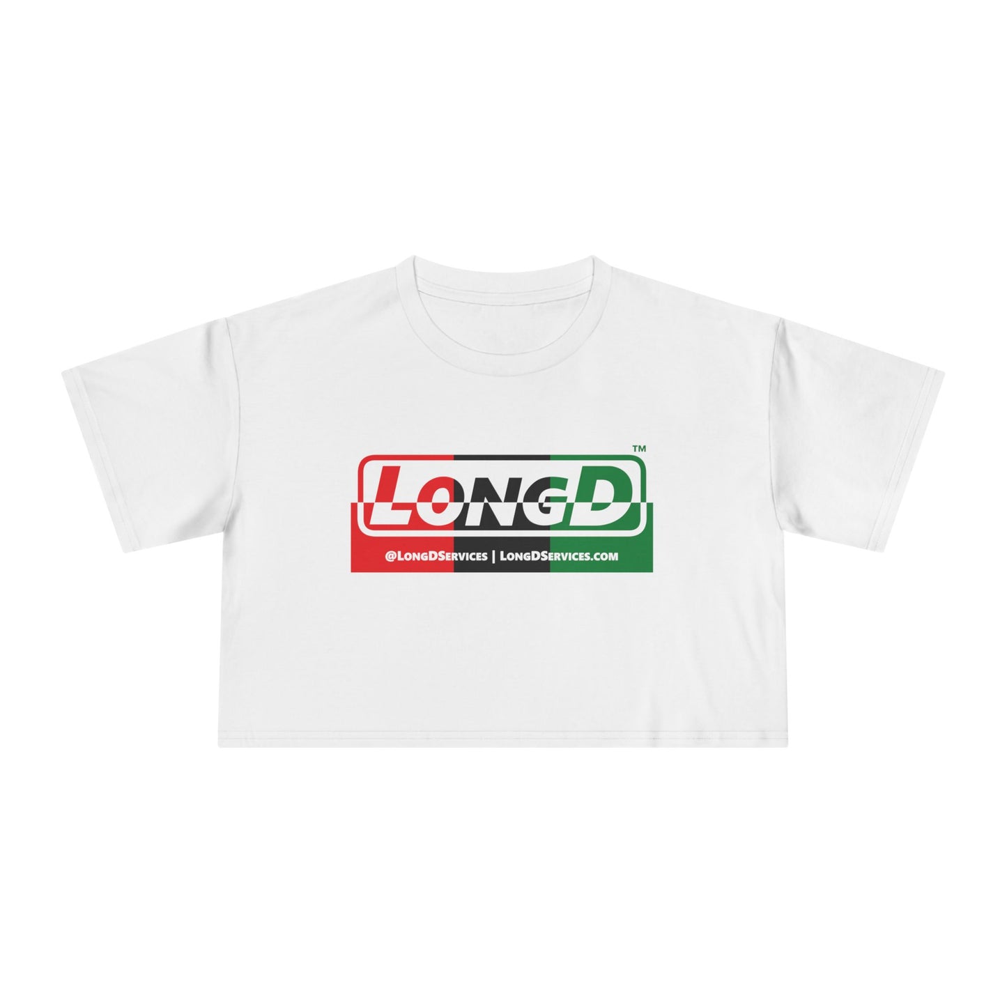 LongD Logo Women's Crop Tee (Juneteenth positive top negative bottom thirds logo)
