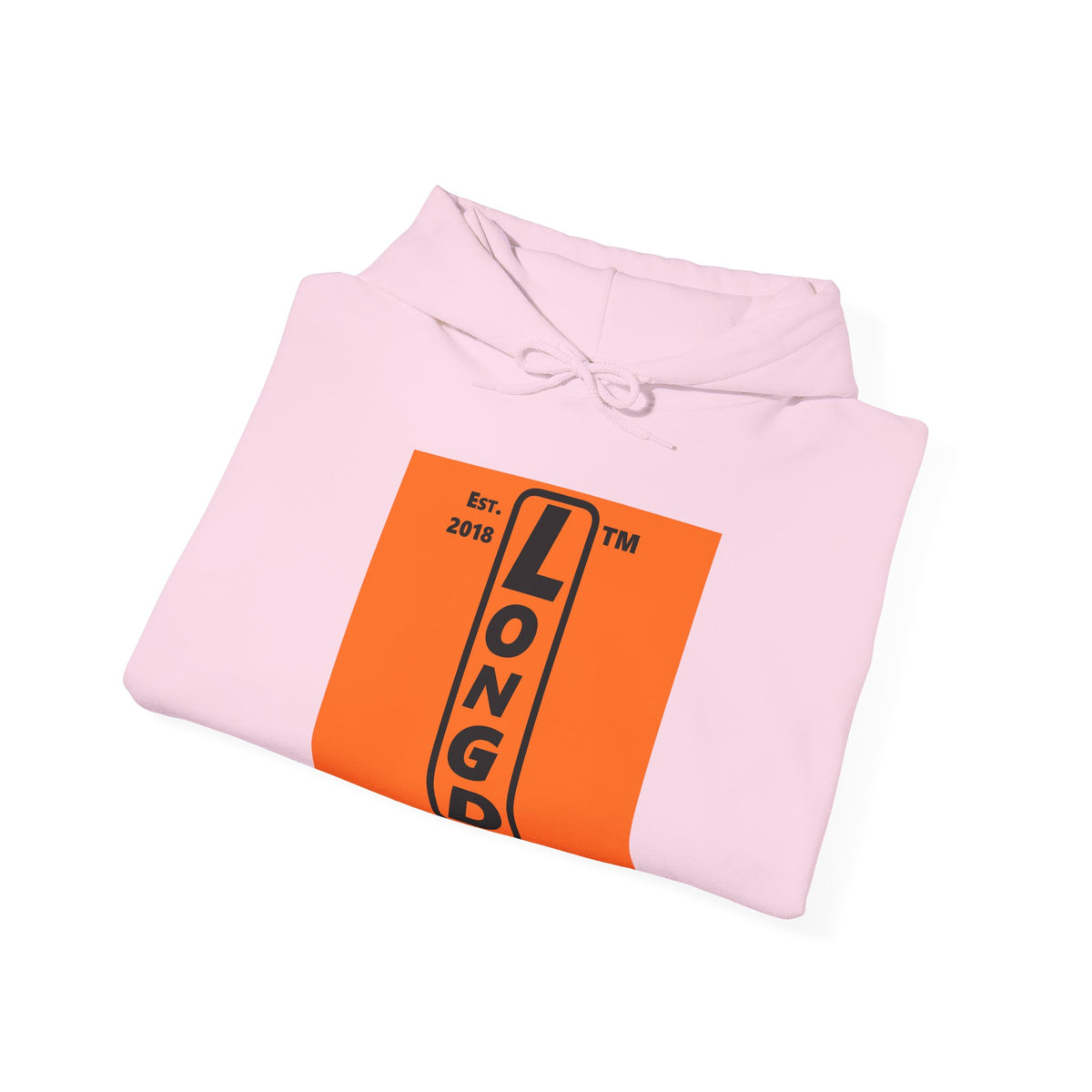 LongD Chicago upright logo Black (000000) on orange (FE7518) (Halloween colors) hoodie