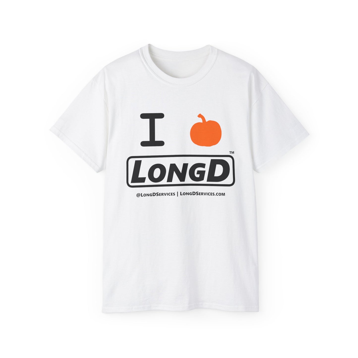 I Pumpkin (black text) LongD Logo Cotton Tee