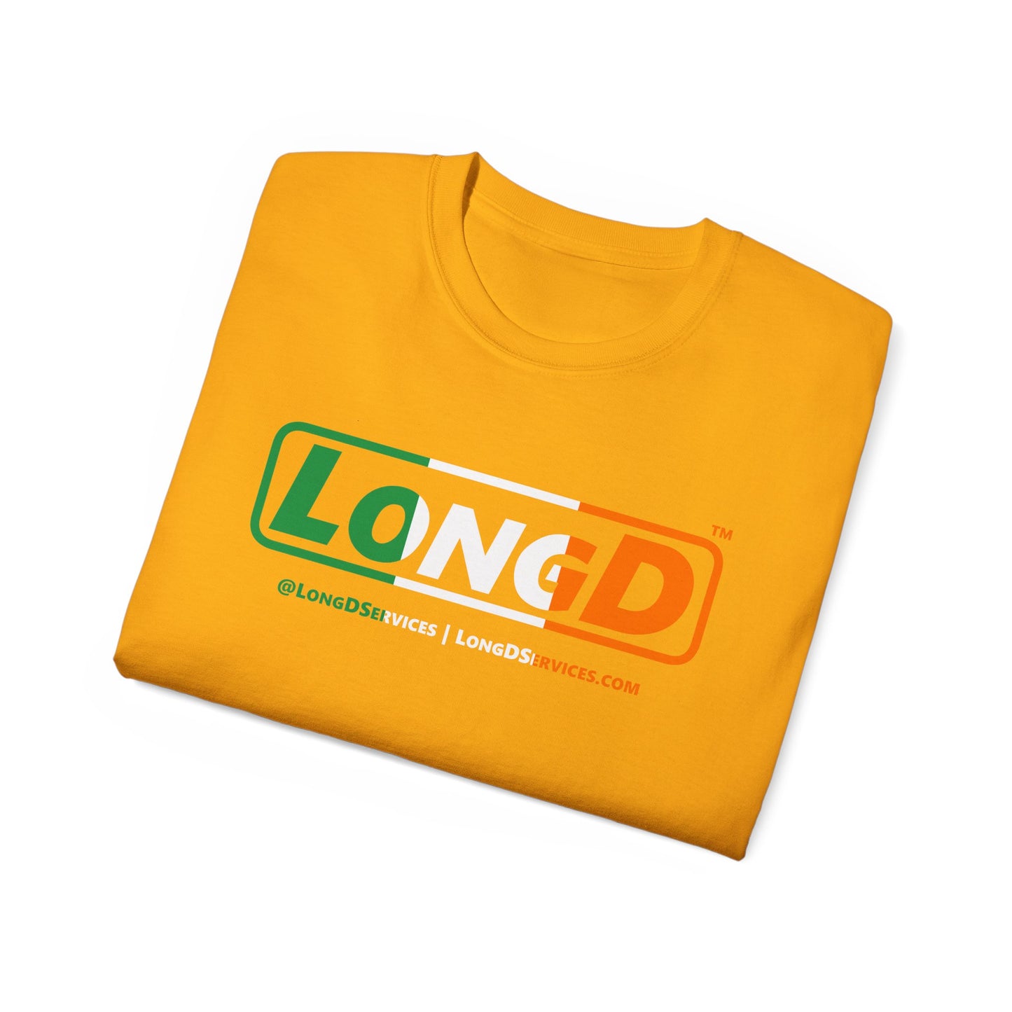 LongD® Logo Cotton Tee (St. Patrick's Day -Irish Green, White and Irish Orange thirds)