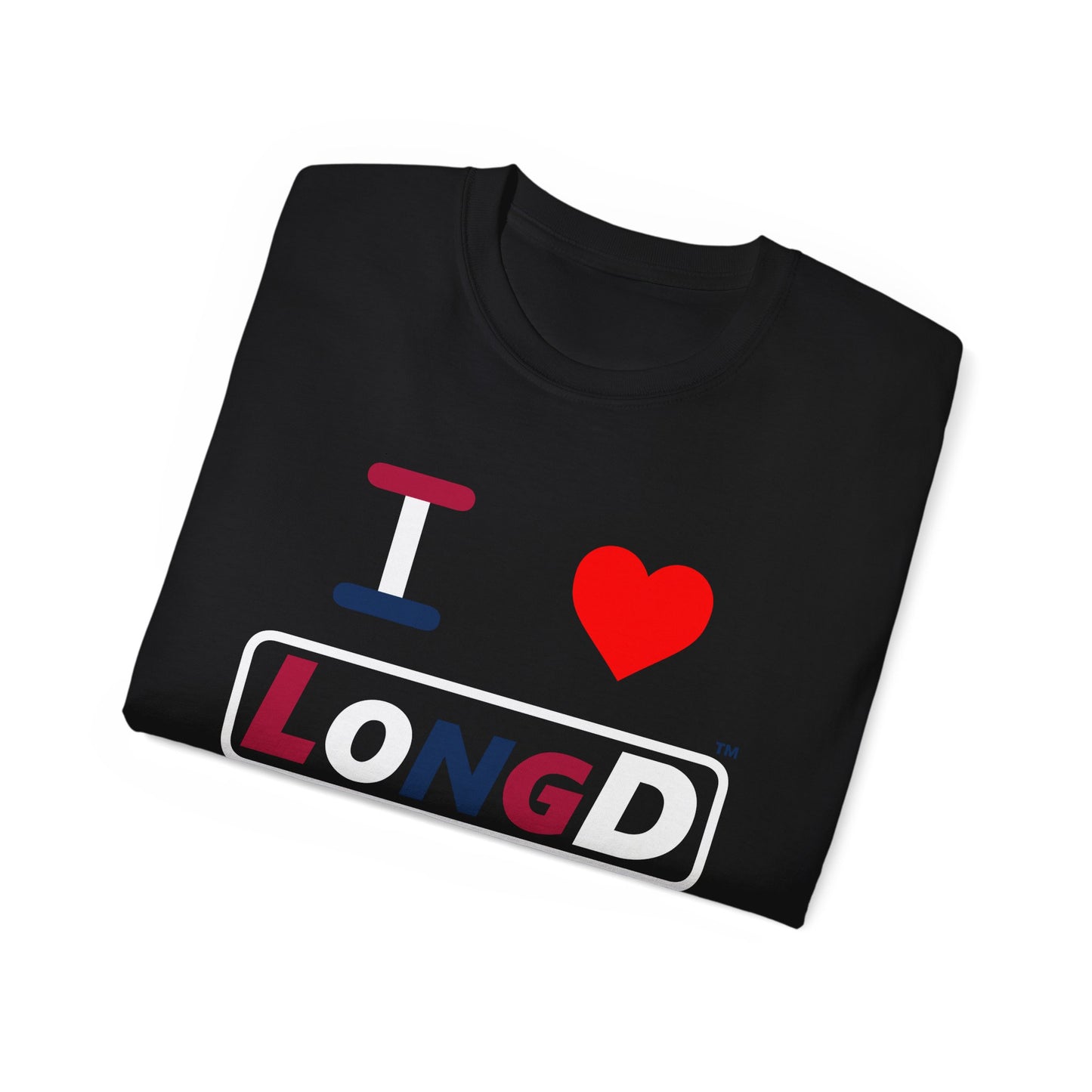 I Luv LongD® Logo Cotton Tee Red, White and Blue positive varied elements text