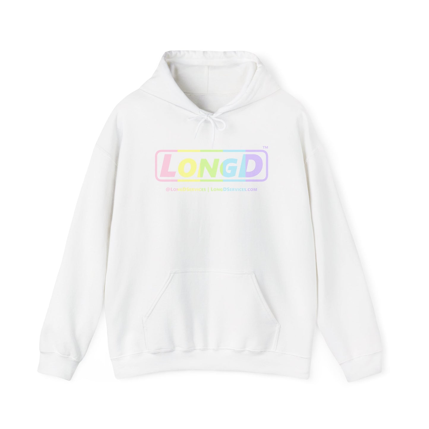 LongD® Logo Hoodie pastel spectrum text coloration