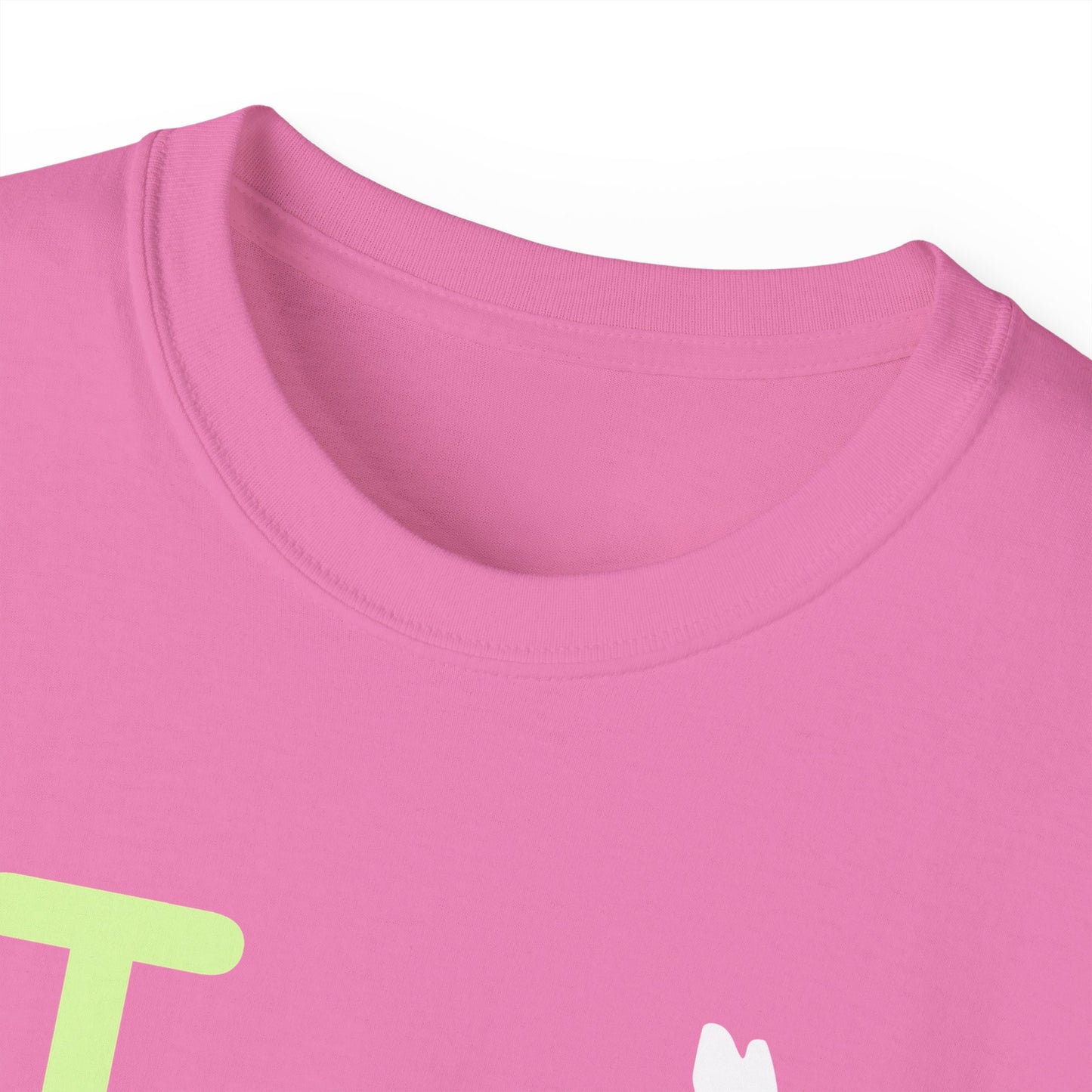 I Bunny LongD® Logo Cotton Tee Easter pastel green text (white Easter Bunny)