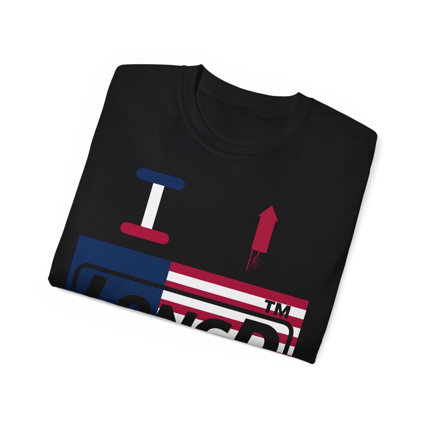 I firecracker LongD negative flag tag logo cotton tee